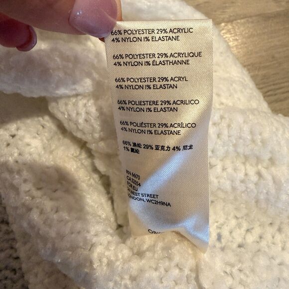 Free People BFF Oversized Cropped Ivory Womens Size M Chunky Cowl Neck Sweater - Picture 7 of 10